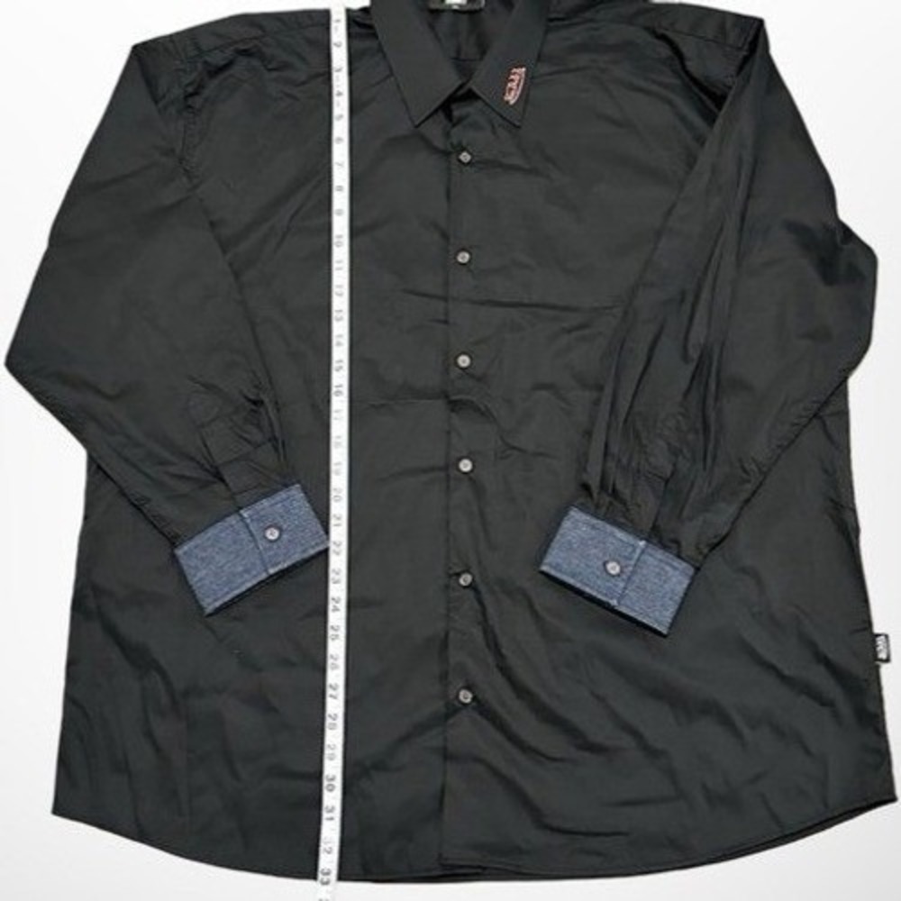 Von Dutch Men Button Down Shirt 2XL Black Tiger Graphic Y2K Denim Cuffs NWOT - Picture 8 of 9
